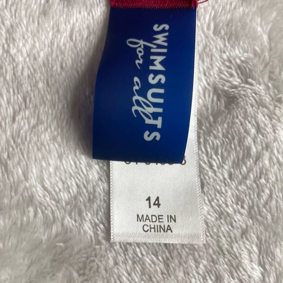 NWT SWIMSUITS FOR ALL 14 Red / Blue Floral 2 Piece Swimsuit - Picture 6 of 12